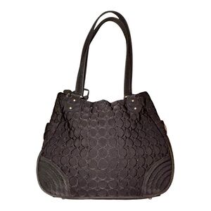 Vera Bradley Elegant Black Quilted Tote Bag Spacious Satchel Purse Travel Bag